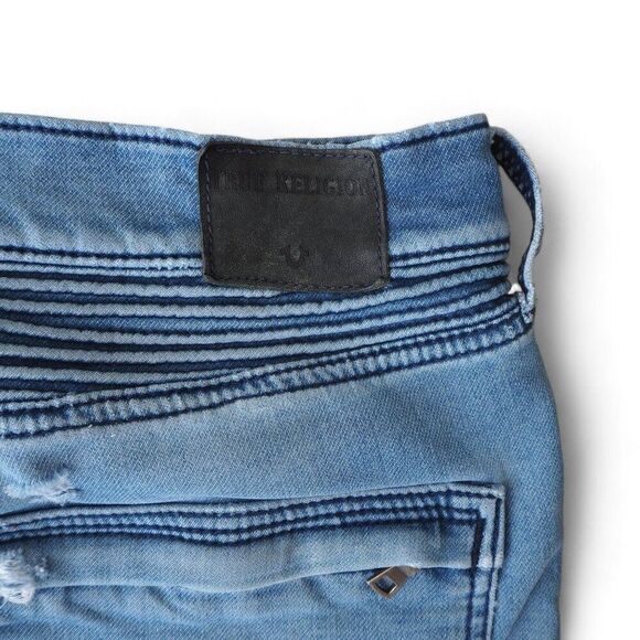 True Religion Rocco Relaxed Skinny Jeans Medium Distressed Wash Men's 34 - Picture 9 of 14